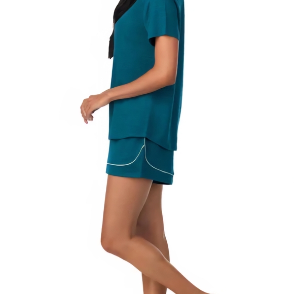 BNWT Carole Hochman XXL Teal Women's Pajama 3 Piece Set Loungewear Crepe Knit. - Picture 3 of 7